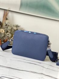 7A bags 3 Piece Set Men luxury TRIO desinger Messenger Bag Eclipse Reverse Crossbody BagsLeather Shoulder Bag With Purse Wallet Clutch Printed blue