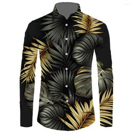 Men's Casual Shirts Ethnic Style Printed Shirt Men Long Sleeve Hawaiian Clothes Stand Collar Camisa Tops Streetwear Undertake Custom Size