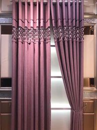 Curtain Light Luxury High-end Thickened Alpaca Lace Embroidered Stitching Bedroom Blackout Fabric