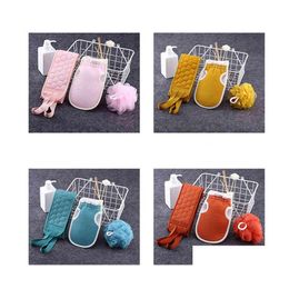 Bath Brushes Sponges Scrubbers Scrub Wash Mitt Decontamination Ball Combo Set Scrubbing Towel Threepiece Bathe Pl Back Strip Long Dhfem