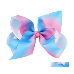 Party Favour 5Inch Rainbow Bow Hair Clip Large Baby Hairpin Girl Bowknot Barrette Fashion Gradient Children Accessories Gift Dbc Drop Dhcvn