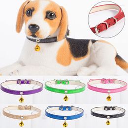 Dog Collars Shining Adjustable Pet Glitter Kitten Cat Collar PU Leather Neck Strap For Dogs Soft Supplies Accessories