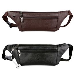 Waist Bags Men PU Leather Belt Bum Pouch Fanny Pack Crossbody Shoulder Sport Zip Small 221208