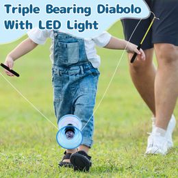 Yoyo 5 Color Triple Bearing Diabolo With LED Light Up Chinese Toy Juggling Diabolos Toys Party Camping Fun Games For Kids 221209