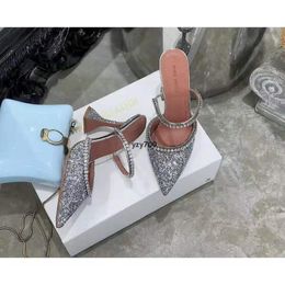 Amina Muaddi Sale-perfect Gilda Official Best-quality 95mm Quality Women Embellished Glitter Mules Crystal High Heel Sexy Shoes Sandals Udw