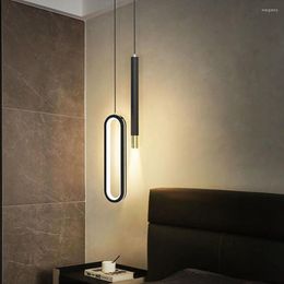 Pendant Lamps Modern Bedroom Bedside Hanging Black Gold Kitchen Island Bar Dining Room Suspension Light