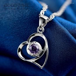 Chains Luxury Women Pendant Pure 925 Sterling Silver Necklace Love Heart Zircon Jewelry Anniversary Valentine's Gift