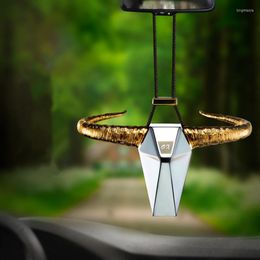 Interior Decorations MR TEA Car Pendant Zinc Alloy Bull Rear View Mirror Charms Creative Horn Hanging Ornament Auto Decoration Styling