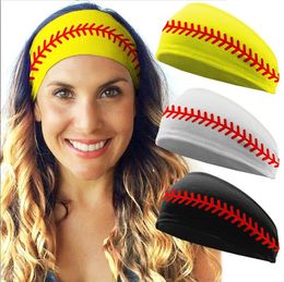 Sports Headband Baseball Print Wide Brimmed Football Running Softball Volleyball Stretch Hairbands Headwear Hair Band Maiden Accessories BC202