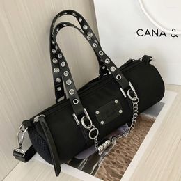 Evening Bags Casual Nylon Women Shoulder Brand Designer Lady Handbags Purse Female Crossbody Ins Chic Travel Cylinder Pack Black