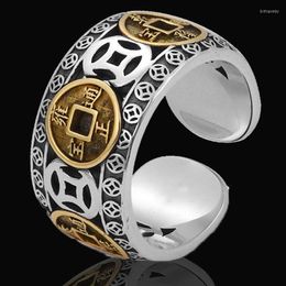 Cluster Rings Lucky Copper Coin For Women Men Retro Chinese Feng Shui Pixiu Opening Amulet Wealth Finger Jewelry Birthday Gift