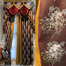 Curtain Window For Living Room Bedroom High-end European-style Chenille Jacquard Head Box Floor-to-ceiling High Shading