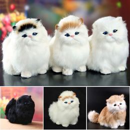 Decorative Objects Figurines Soft Simulation Stuffed Cats Toys with Sound Kawaii Plush Cat Dolls Children Baby Toy Gifts Model Ornaments Home Accessories 221208