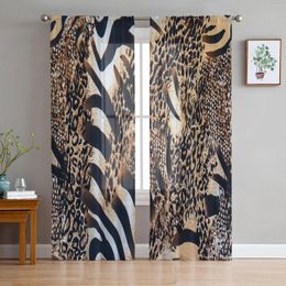 Curtain Tiger Skin Texture Chiffon Sheer Curtains For Living Room Bedroom Home Decoration Window Voile Tulle Drapes