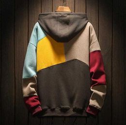 Hoodies Sweatshirts April Mens Mens Hoodie With Fur Plus Size Patchwork Contrasted Colour Casual Hooded Shirt Men Pullover Hip Hop Hoody