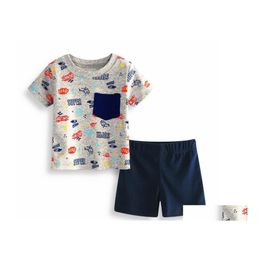 Clothing Sets Boy Summer Car Print Short Sleeve Tshirt And Suits Two Pieces Baby Cotton Tops Trunks Set Cn B015 Drop Delivery Kids Ma Dhtkm