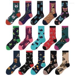 Men's Socks 1 Pair Funny Colourful Combed Cotton Dress Casual Novelty Crew Skateboard For Wedding Gifts