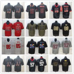 Men Football 16 Joe Montana Jersey 19 Deebo Samuel 10 Jimmy Garoppolo 85 George Kittle 97 Nick Bosa Rainbow Leopard Grain Flag Shadow All Stitched Black White Red Grey