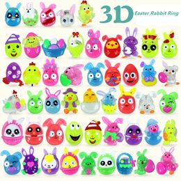 Easter Pattern LED Flash Lights Spring Kids Birthday Party Light Up Glowing Cartoon 3D Animal Rabbit Flash Rings