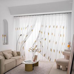 Curtain Window Curtains For Living Room Bedroom Nordic Minimalist Tulle Wheat Embroidered Yarn Modern Pastoral Screen Bay White