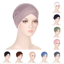 Muslim Women Solid Twist Pre tied Turban Hat Cancer Chemo Beanie Cap Headwear Headwrap Head Cover Cap