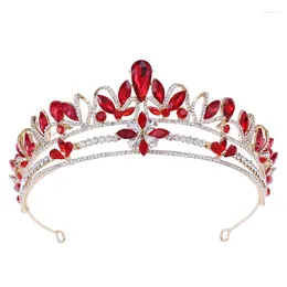 Headpieces European And American Wedding Headwear With Rhinestones Clover Leaves Red Bridal Crown Dress Accessories
