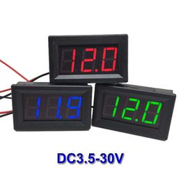 DC 3.5-30V Digital Car Voltmeter Automotive Voltage Meter Red/Blue/Green12V 24V Motorcycle Vehicle LED Display Tester
