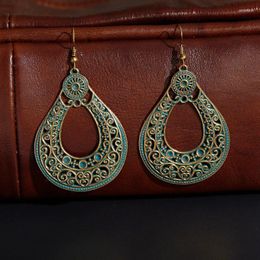 Dangle Earrings Retro Big Carved Flower Ladies Tribal Jewellery Vintage Bohemia Turkish Wedding Hangers