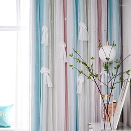 Curtain Yarn Hollow Star Window Tulle Double-layer Princess Style Children's Room Bedroom Balcony High Shading Girls Kids