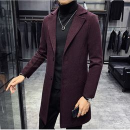 Men's Wool Blends Autumnwinter Men's Overcoats Korean Version In The Long Slimfitting Felt Fabric Business Leisure Daily Men's Fashion Trench 221208