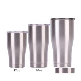 Tumblers Stainless Steel Tumbler Cup With Lid 30/20/12Oz Double Wall Vacuum Flask Insated Beer Drinking Thermoses Coffee Vt0225 Drop Dh7Oj