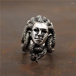 Cluster Rings National Standard S925 Sterling Silver Thai Retro Greek Mythology Snake Beauty Locomotive Knight Face Index Finger Ring