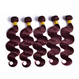 weave bundles 99j malaysian indian peruvian virgin hair dark red Colour human hair bundle brazilian body wave hairs