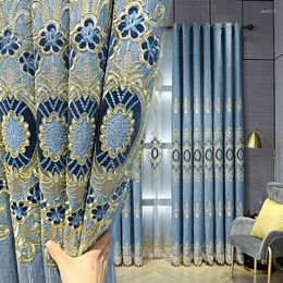 Curtain European Style Thicken Chenille Embroidered Jacquard Window Curtains For Living Room Bedroom Vertical American French Luxury