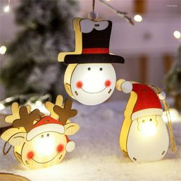 Christmas Decorations Year Santa Claus Elk Snowman Tree Decor Wooden Hanging Pendant Craft Ornaments Luminous