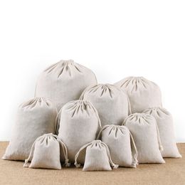 Linen Jewellery Bags Pouches with Drawstring for Birthday Party Wedding Favours Present Art and DIY Craft 50Pcs