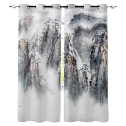 Curtain Chinese Style Landscape Painting Ink Window Curtains For Living Room Home Decor Child Bedroom Kitchen Drapes