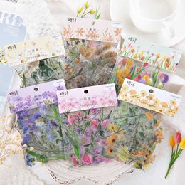 40pcs Flower Wave Breeze Series Stickers Set PET Floral Cutting Notes Adhesive for Gift Diary Album Decoration A7176