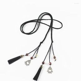 Belts Fashion Women Retro Tassel Twist Weaving Waist Rope For Dresses Decorative Braided Waistband Knot Belt Brown Black