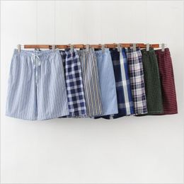 Men's Sleepwear 2022 Summer Men Cotton Sleep Bottoms Male Beach Board Shorts Casual Plaid Pyjama Half Pants Swimming M-XXL