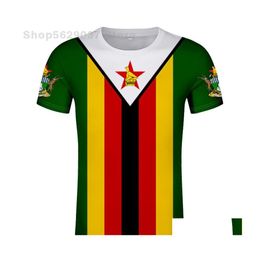 Erkek T-Shirt Zimbabve T Gömlek Diy Özel Ad Numarası Zwe Tshirt Ulus Bayrak Zw Ülke Koleji Yezimbabwe Zimbabwe Po Metin Kumaş Dhvw6