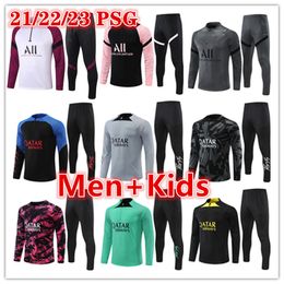 kids Men soccer tracksuit kit 21 22 23 football jerseys training tracksuits suit sets 2022 2023 MessiS mbappe survetement foot chandal tuta jacket jogging set