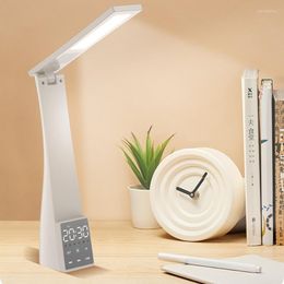 Table Lamps Student Reading LED Lamp With Alarm Clock Bluetooth Speaker 3 Modes Lighting Eye-Protected Bedroom Bedside Desk