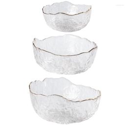 Plates Glass Salad Bowl Fruit Basin Tub Transparent Tableware Dinnerware