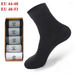 Men's Socks 6 Pairs Large Size EU 48-53 Comfortable Crew Mens White Gray Black Breathable 44-48 Autumn Winter Cotton
