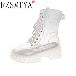 Versione completa Crystal trasparente coreano dei sandali Schermati casual piattaforma in pizzo Stivali di pioggia di moda T221209 483