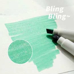 1pcs Pastel Colour Glitter Marker Pen Bling Highlighter Metallic Brush for Drawing Painting Art School A7203