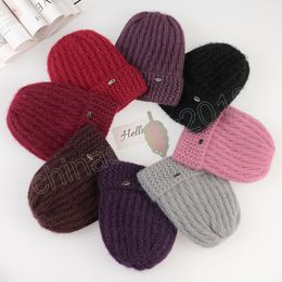 Ladies Winter Wool Hats Plus Velvet Thickening Middle-aged And Elderly Hat Outdoor Cold And Warm Knitted Cap Skullies Beanies