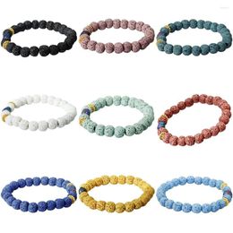 Strand TUMBEELLUWA 8mm Lava Rock Stone Bracelet Buddha Prayer Beads Essential Oil Diffuser Stretch For Women Men