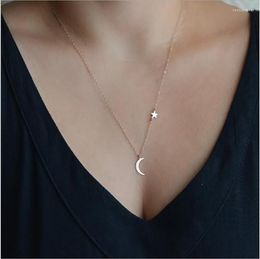 Pendant Necklaces Fashion Multilayer Alloy Necklace For Women Gold Silver Colour Moon Star Choker Jewellery Gift Europe And America